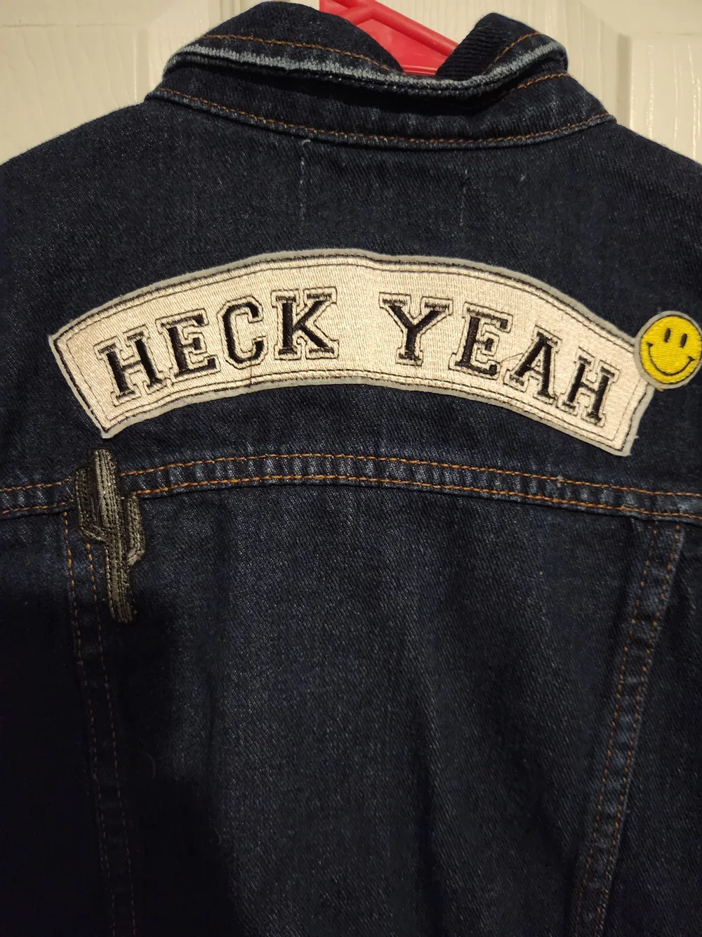 Kendall & Kylie Dark Blue Denim Jacket with Patches and Flag Sleeve